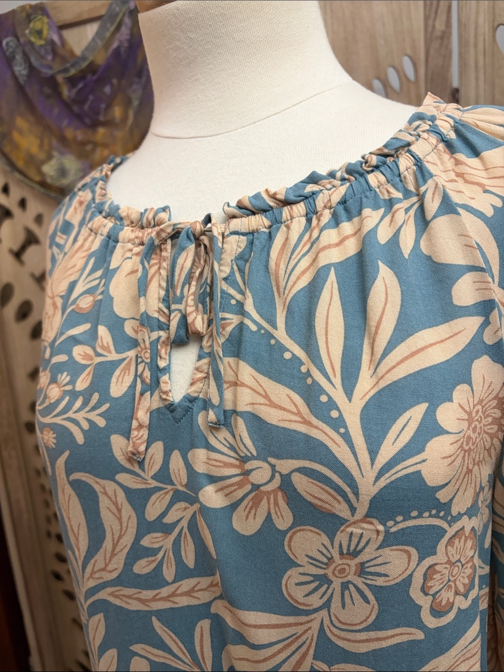 PATRONS OF PEACE - Boho floral long sleeve blouse - Small - Picture 3 of 9